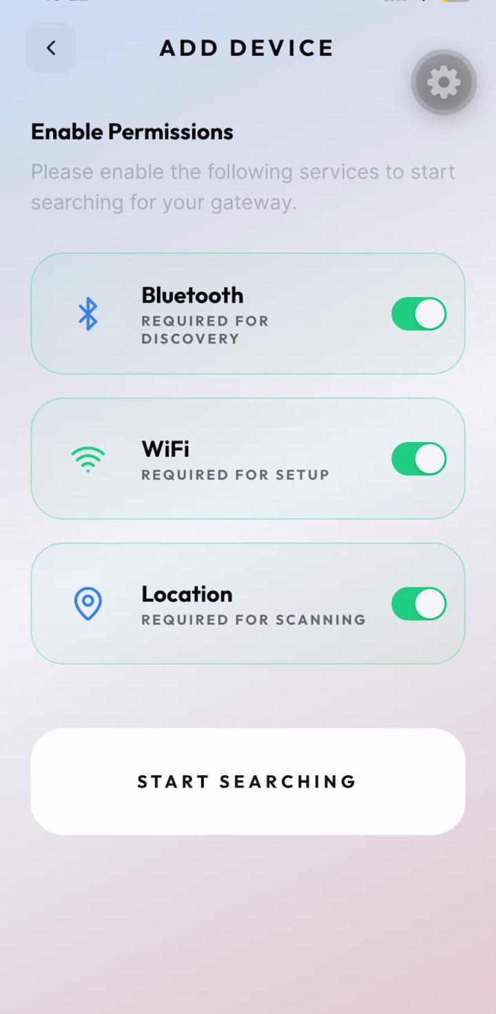 Enable permissions screen